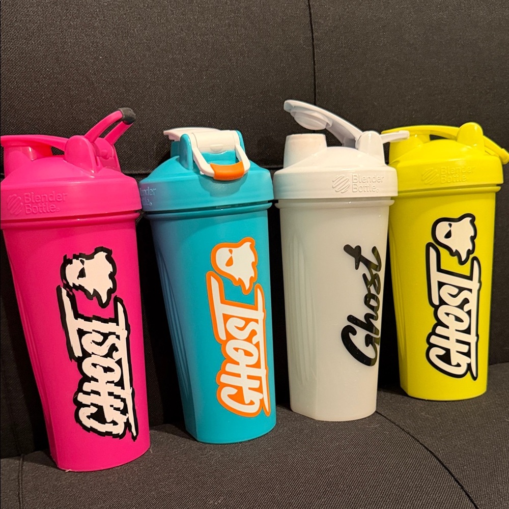 GHOST BlenderBottle Shaker Cup Set - Pink, Blue, White, Yellow